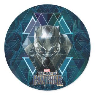 Black Panther | Geometric Character Pattern Classic Round Sticker