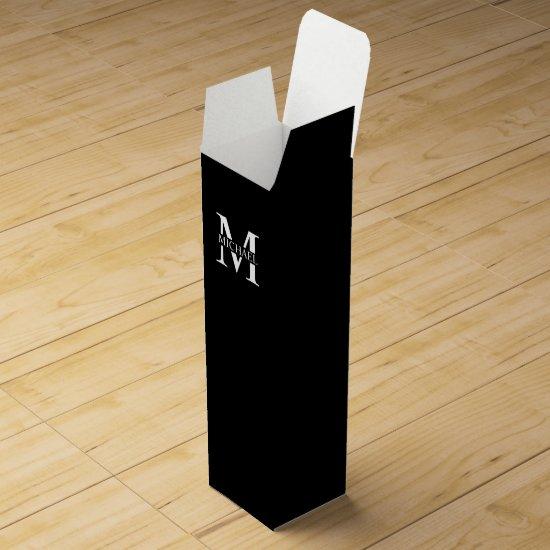 Black Personalized Monogram and Name Wine Box