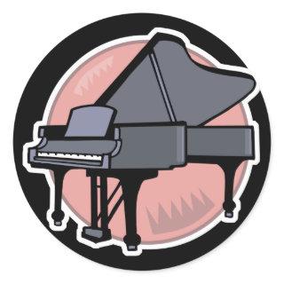black piano classic round sticker