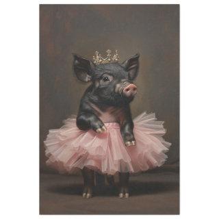 Black Pig Pink Tutu & Crown Decoupage  Tissue Paper