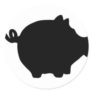 black piggy bank icon classic round sticker