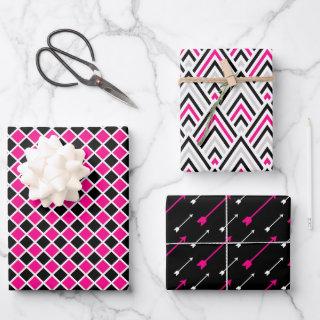 Black Pink Geometry Arrow Diamond  Sheets