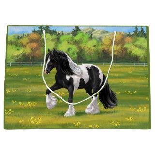 Black Pinto Piebald Gypsy Vanner Draft Horse Large Gift Bag