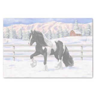 Black Pinto Piebald Gypsy Vanner Draft Horse Tissue Paper