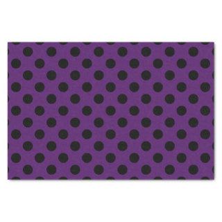 Black polka dots on plum purple tissue paper