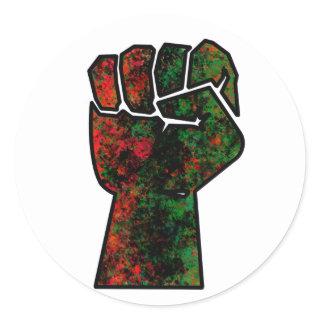 black pride red green fist pan African flag unity  Classic Round Sticker
