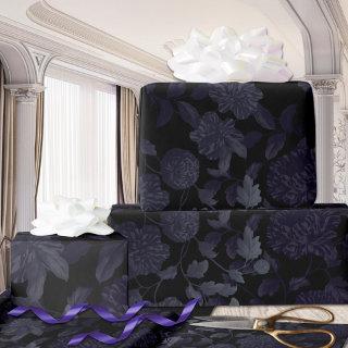 Black Purple Ombre Modern Vintage Floral Toile