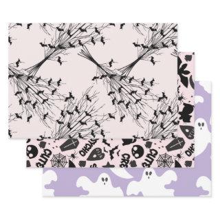 Black Purple witchy vibes Boo Ghost Halloween  Sheets
