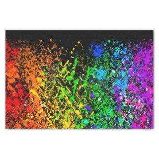 Black Rainbow Color Paint Splatter Colorful Tissue Paper