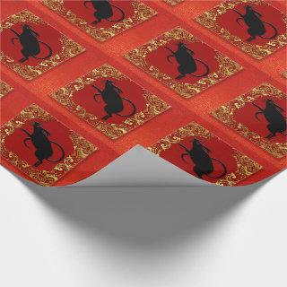 Black Rat Chinese Zodiac Animal Red and Gold
