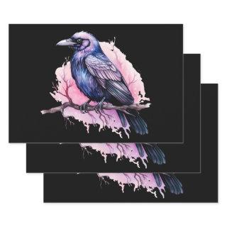 Black Raven on a Branch Illustration  Sheets