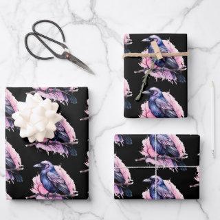 Black Raven on a Branch Pattern  Sheets