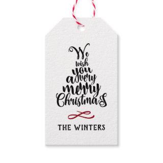 Black &Red Christmas Tree Lettering Holiday  Gift Gift Tags