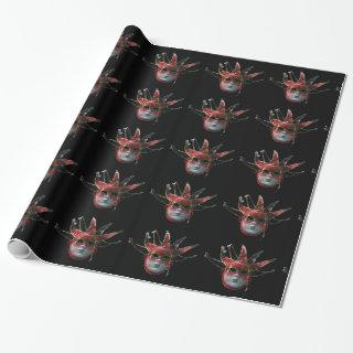 BLACK  RED JESTER MASK ,Masquerade Party