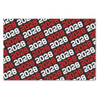 Black & Red Repeating Class Year Graduation Tissue Paper