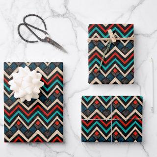 Black Red Teal Beige Aztec Pattern  Sheets