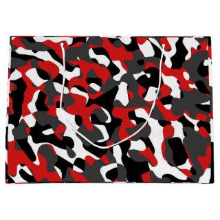 Black Red White Camouflage Print Pattern Large Gift Bag