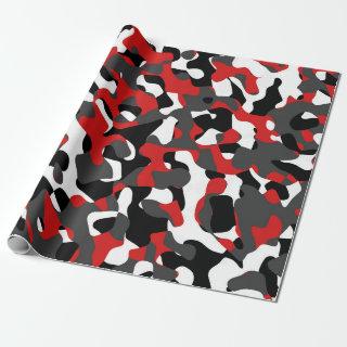 Black Red White Camouflage Print Pattern