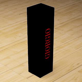 Black Red Your Name Minimalist Personal Modern Wine Box