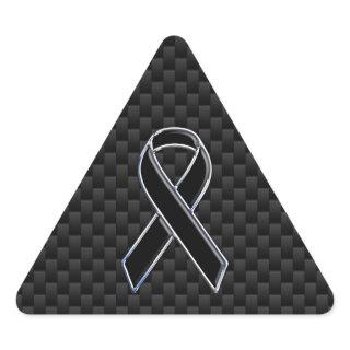 Black Ribbon Awareness Carbon Fiber Decor Triangle Sticker