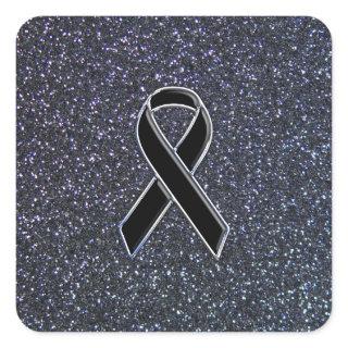 Black Ribbon Decor Square Sticker