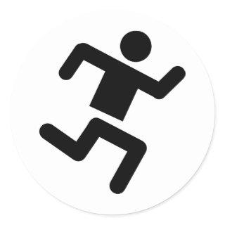 black runner athletics sprinter run classic round sticker
