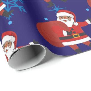 Black Santa With Snowflakes And Stars Christmas