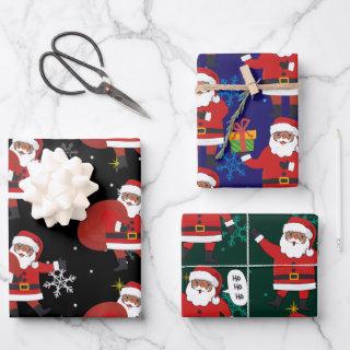 Black Santa With Snowflakes And Stars Christmas  Sheets