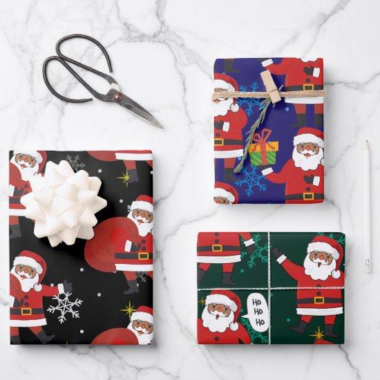 Black Santa With Snowflakes And Stars Christmas  Sheets