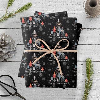 Black Scandinavian Reindeer Tree Animal Snowflake  Sheets