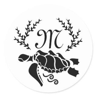 Black Sea Turtle Silhouette Side View Classic Round Sticker