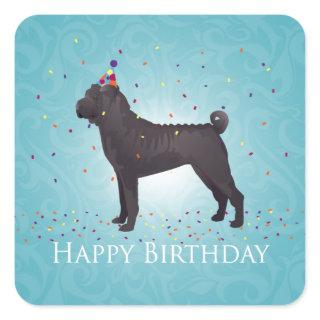 Black Shar Pei Birthday Design Square Sticker