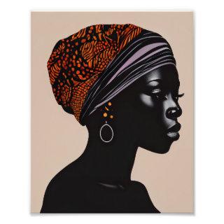 Black Silhouette African American Woman Head Wrap Photo Print