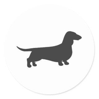 Black silhouette of dachshund classic round sticker