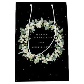 Black Snowberry+Eucalyptus Christmas/Holiday Medium Gift Bag