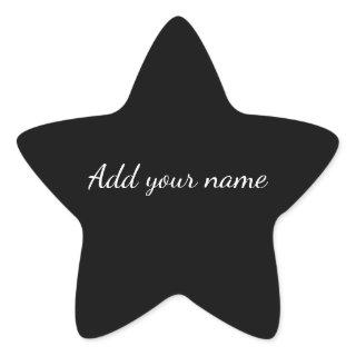 Black solid add name text message here throw pillo star sticker