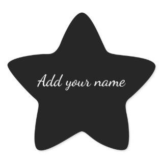 Black solid add name text message here throw pillo star sticker