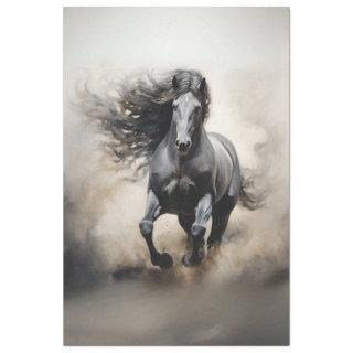 Black Stallion Horse Running Decoupage  Tissue Paper