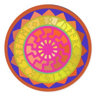 Black Sun Mandala Round Sticker