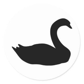 black swan icon classic round sticker