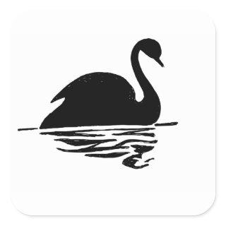 Black Swan Silhouette Square Sticker