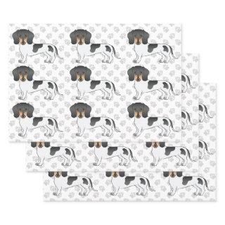 Black & Tan Pied Short Hair Dachshund Dog Pattern  Sheets