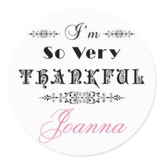 Black Text Design- Thank You Classic Round Sticker