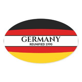 Black Text Germany Reunified 1990 Flag Oval Sticker