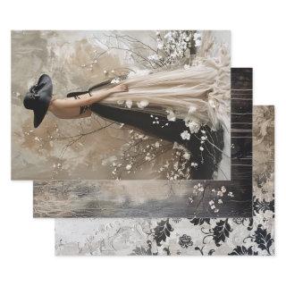 Black Tie Elegant Moody Heavy Weight Decoupage  Sheets