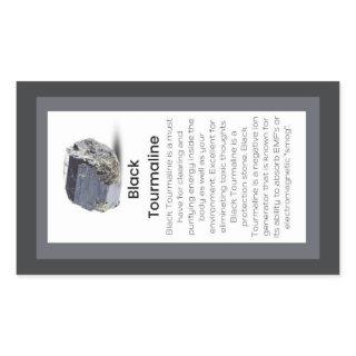 Black Tourmaline Crystal Meaning Jewelry Display  Rectangular Sticker
