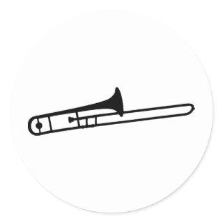 black trombone instrument icon classic round sticker