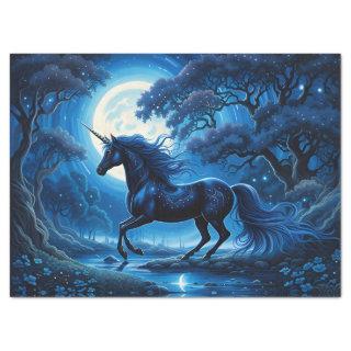 Black Unicorn in Blue Moon Tissue Paper