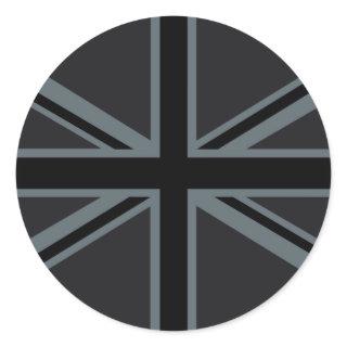 Black Union Jack British Flag Decor Classic Round Sticker