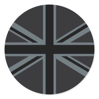 Black Union Jack British Flag Decor Classic Round Sticker